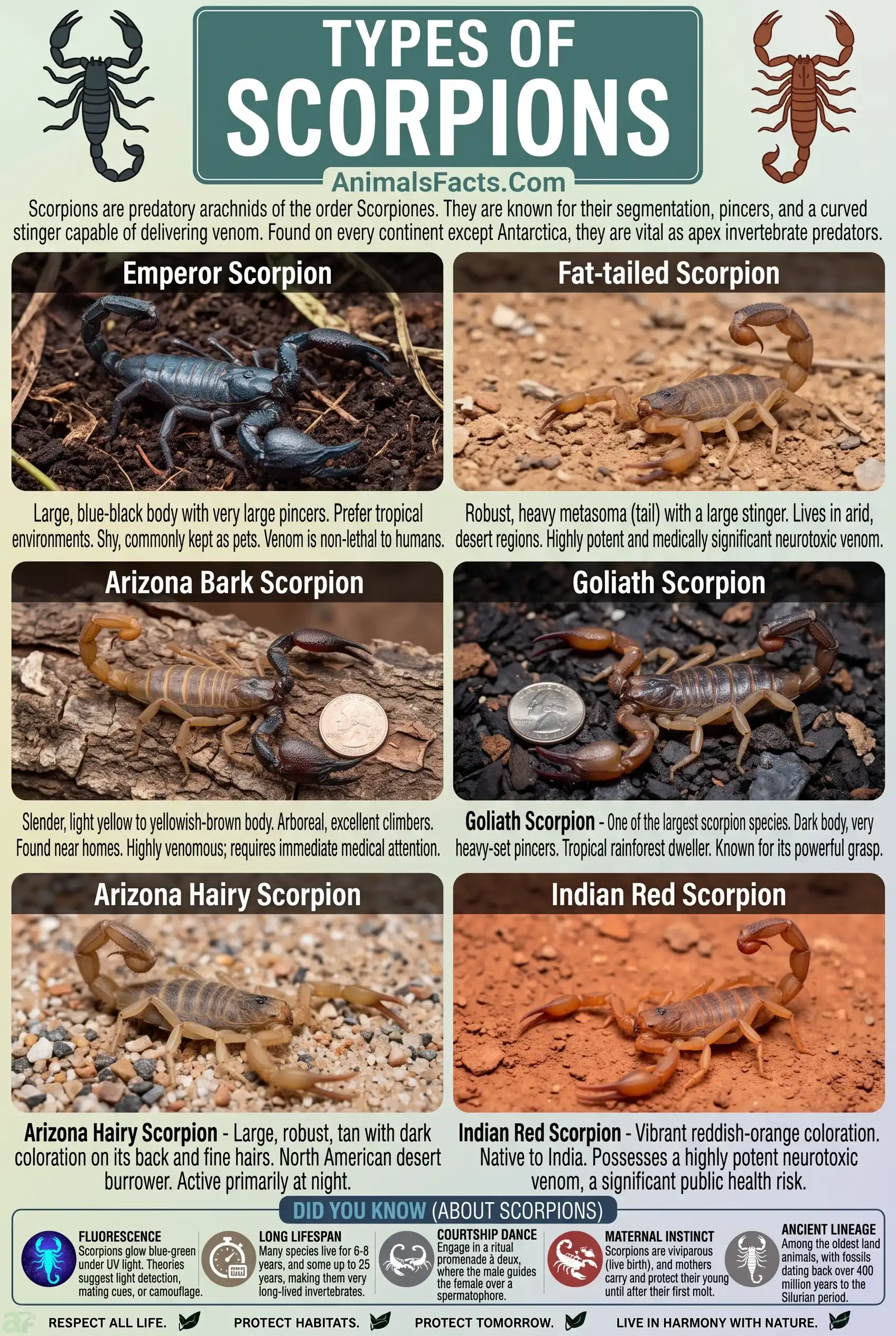 types of scorpions