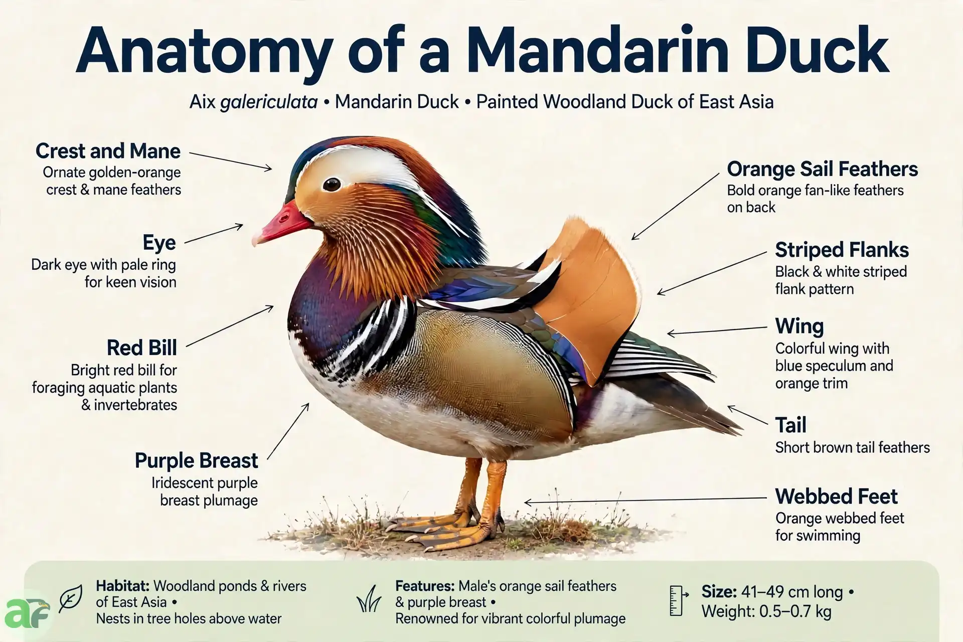 Anatomy of Mandarin Duck