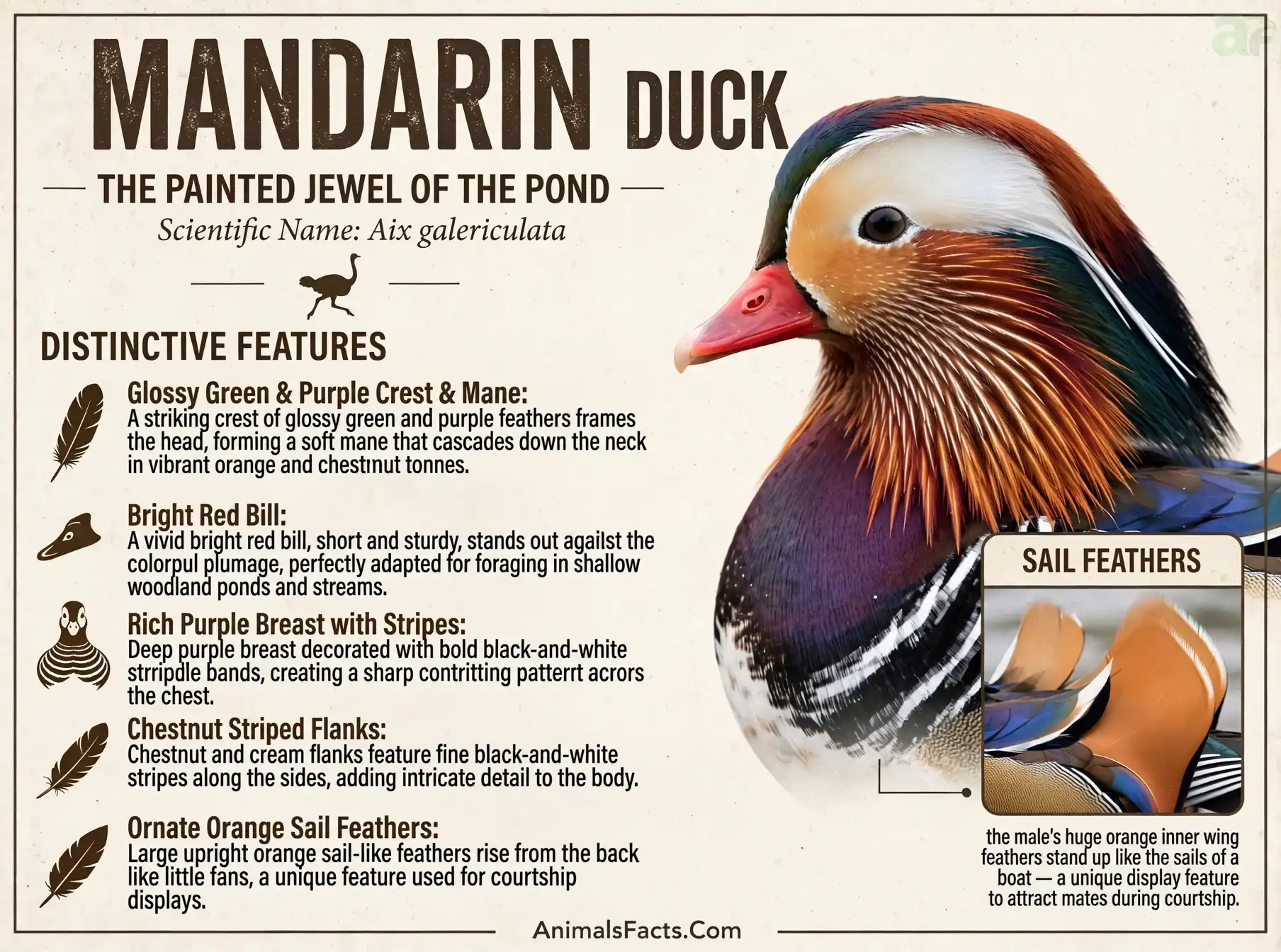 Mandarin Duck - Distinctive Features